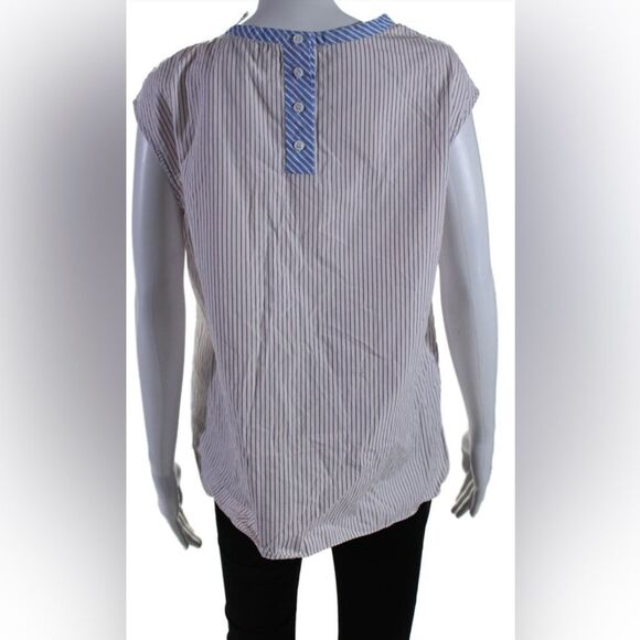 TEIJA Red & Blue Stripe Roundneck Top Size 10 - Picture 2 of 5